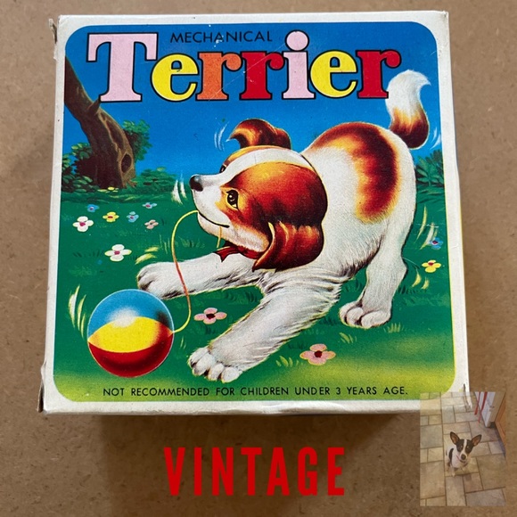 Vintage Wind Up Terrier Puppy Dog Toy in Original Box - Picture 1 of 8